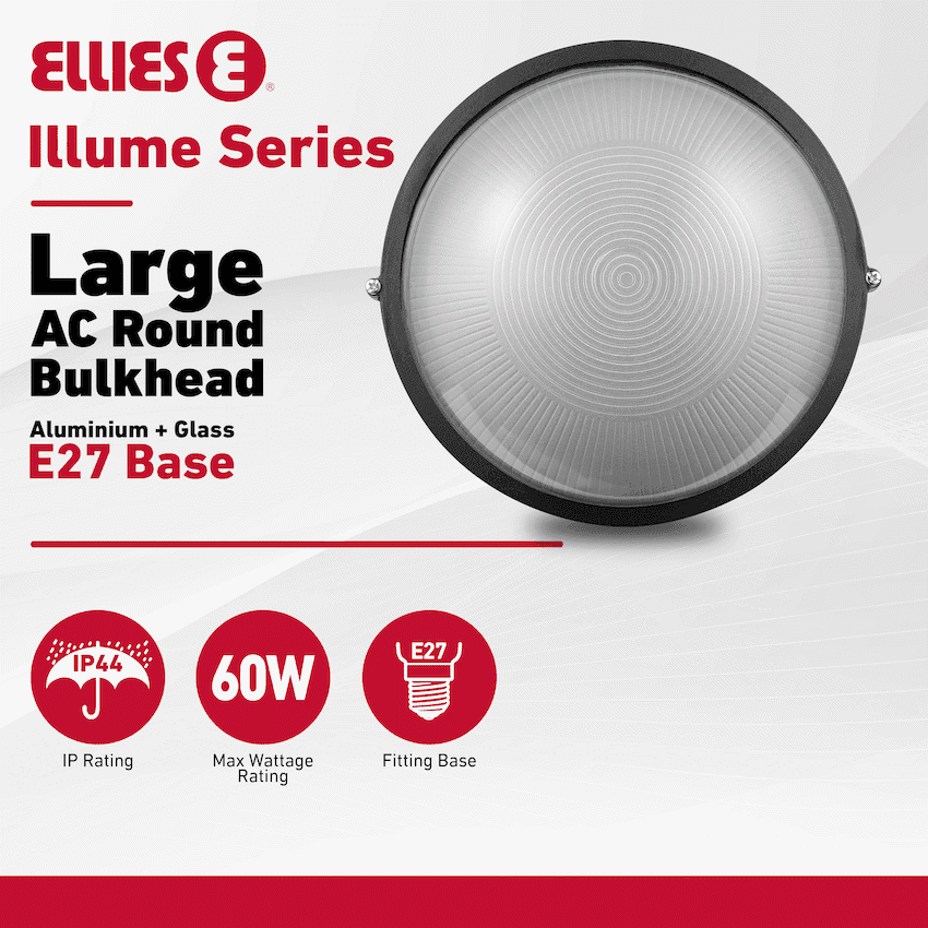 Ellies Illume Series - Large AC Round Bulkhead - Aluminium + Glass 5