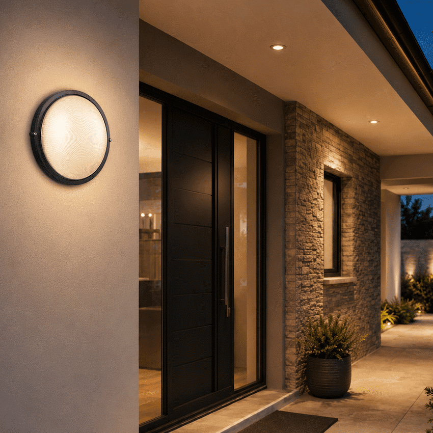 Ellies Illume Series - Large AC Round Bulkhead - Aluminium + Glass 6
