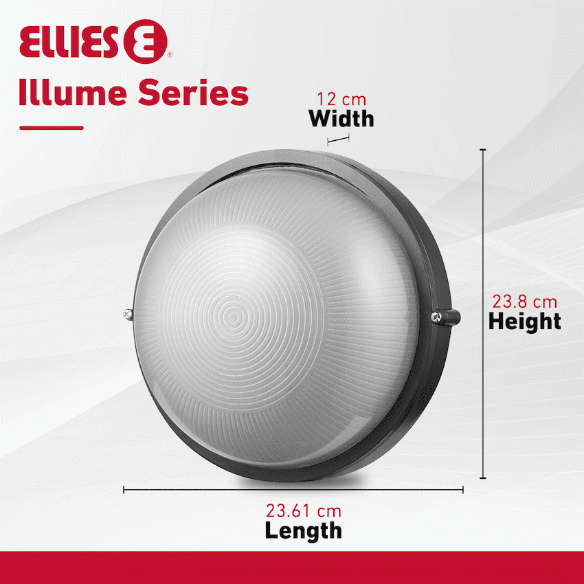 Ellies Illume Series - Large AC Round Bulkhead - Aluminium + Glass 7