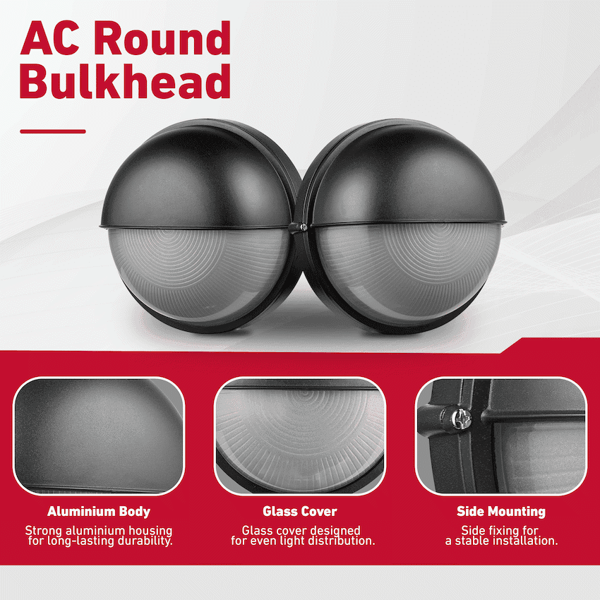 Ellies Arc Series - AC Round Bulkhead - Aluminium + Glass 5