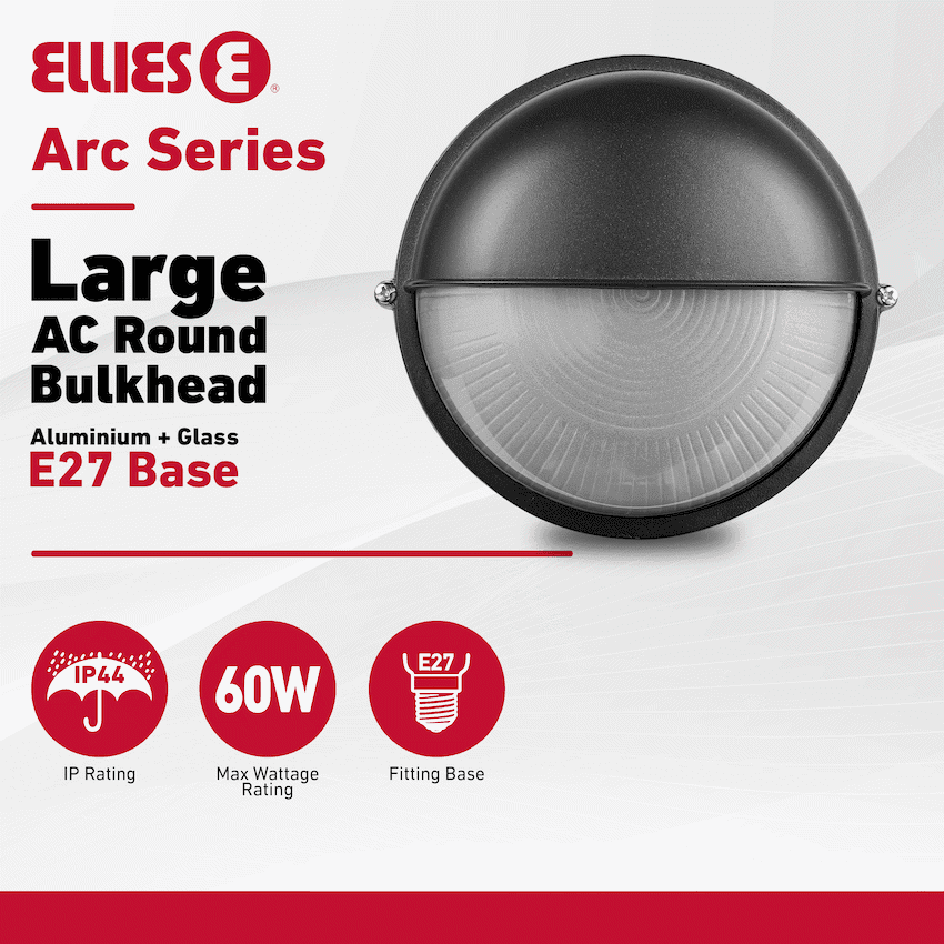 Ellies Arc Series - Large AC Round Bulkhead - Aluminium + Glass 4