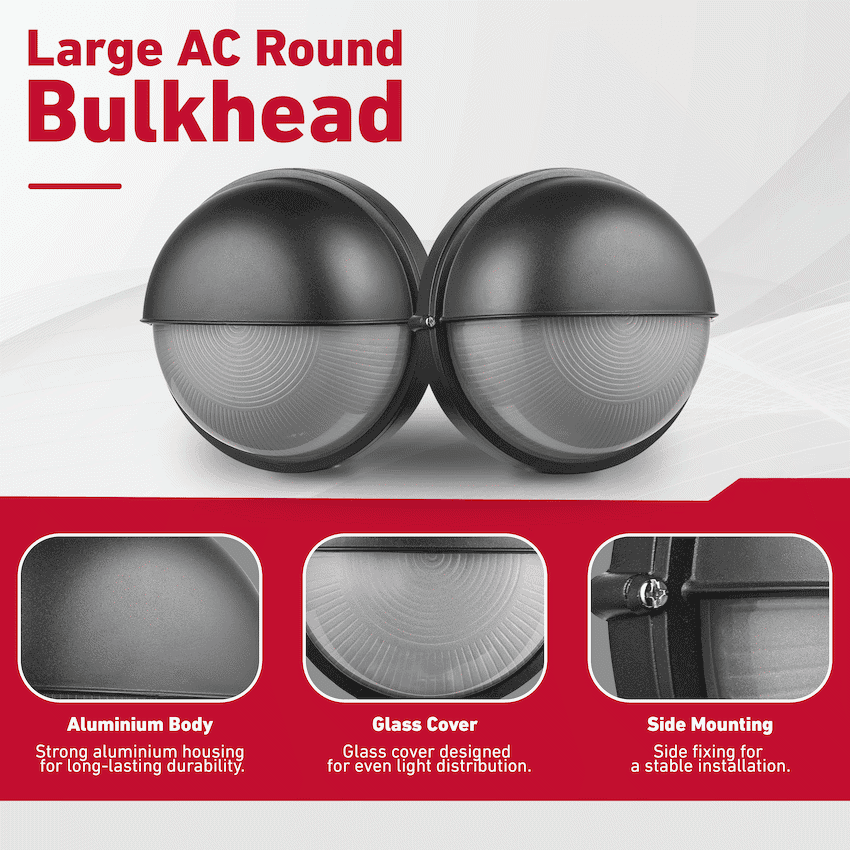 Ellies Arc Series - Large AC Round Bulkhead - Aluminium + Glass 5