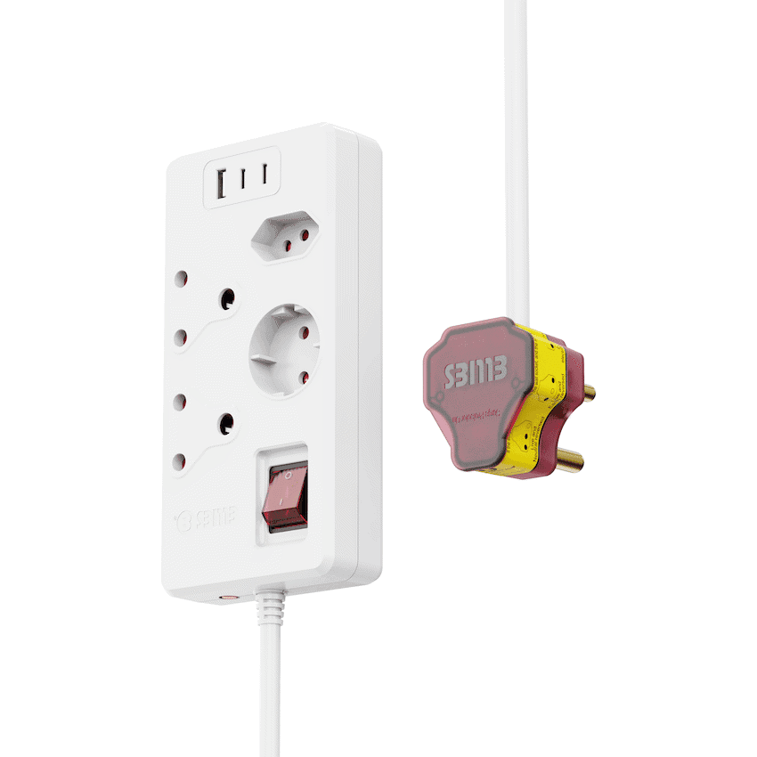 Ellies High Surge 4 Way Multi-plug PD20W Dual USB-C + USB - 0.5M - WT 5