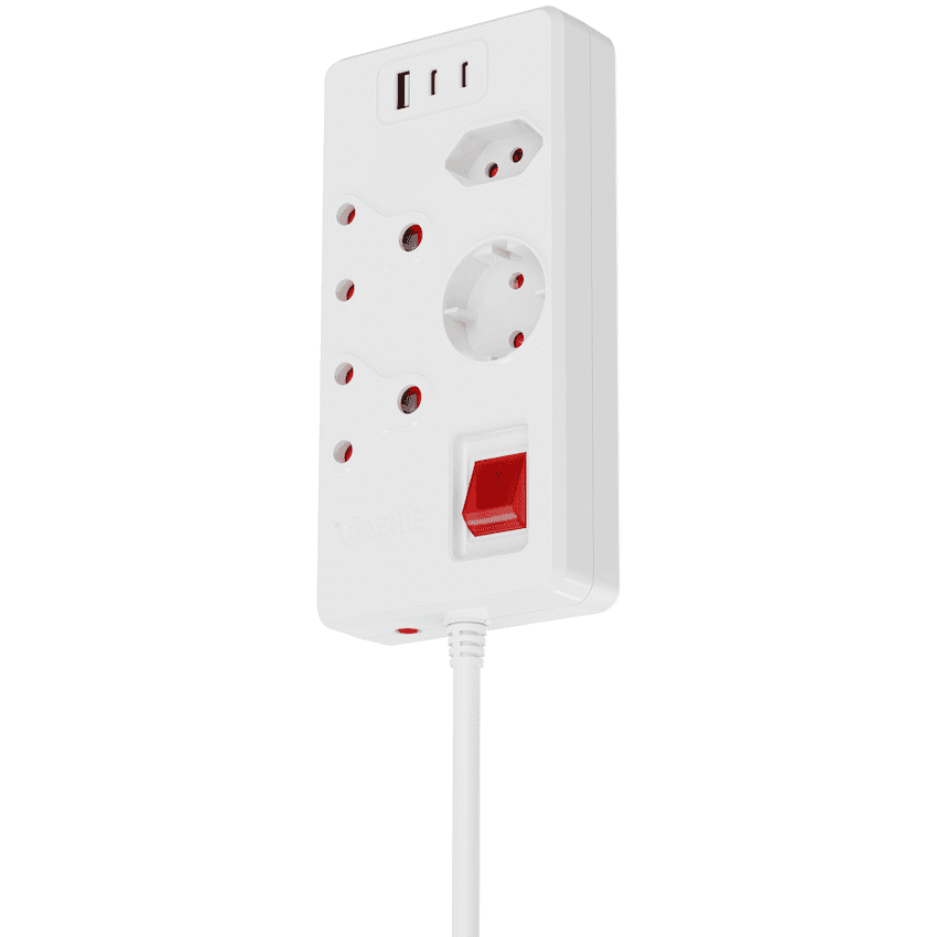 Ellies High Surge 4 Way Multi-plug PD20W Dual USB-C + USB - 0.5M - WT 7