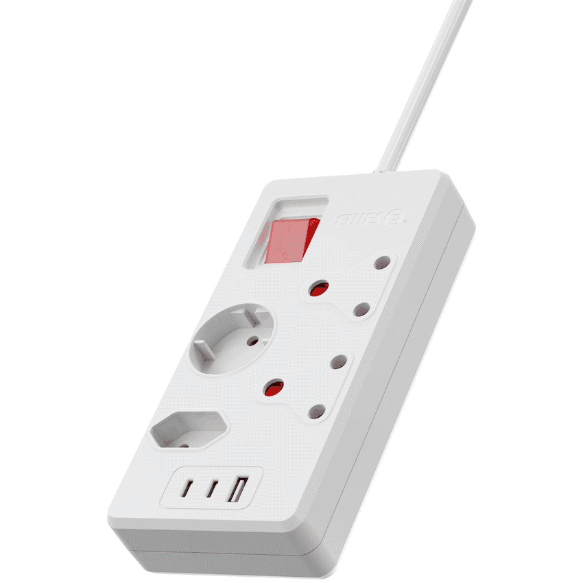 Ellies High Surge 4 Way Multi-plug PD20W Dual USB-C + USB - 0.5M - WT 8