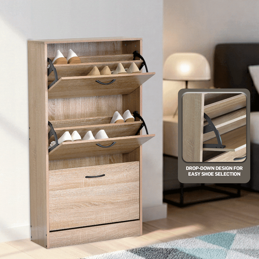 Everfurn Tamar Shoe Cabinet - Small - Oak 5