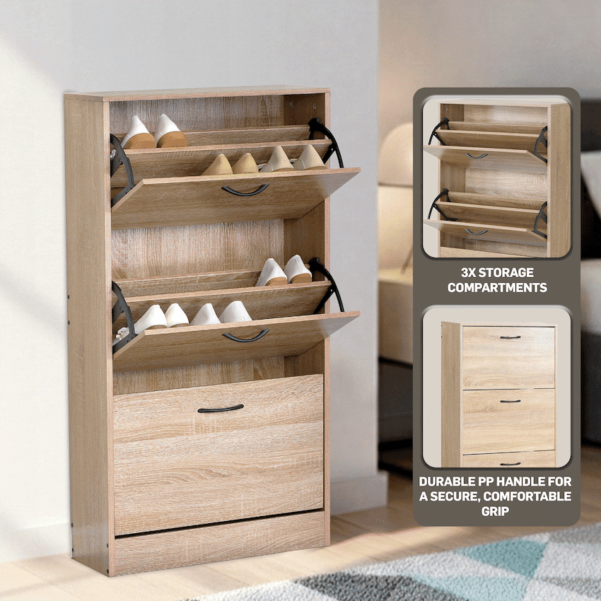 Everfurn Tamar Shoe Cabinet - Small - Oak 7
