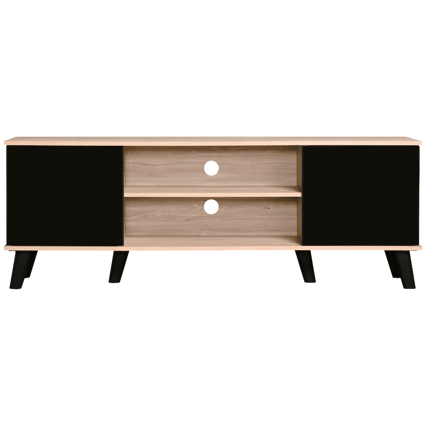 Everfurn Laurel TV Stand 1600w, Two Cupboards - Black 1