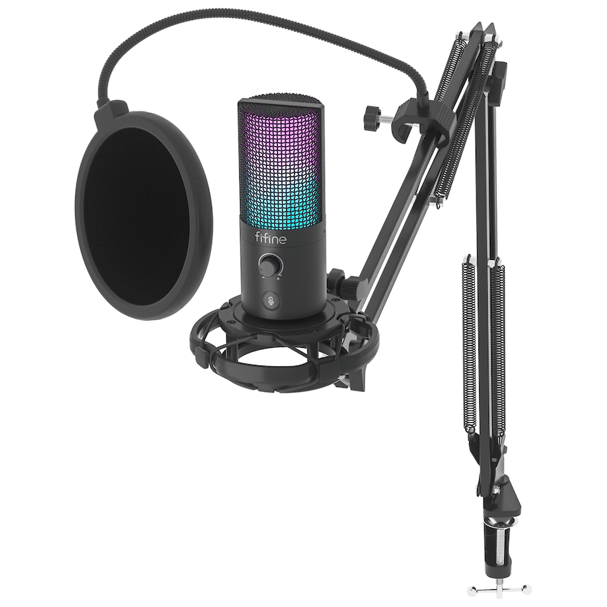 Fifine T669 Pro3 USB Microphone with Pop Filter and Boom Arm Stand 1