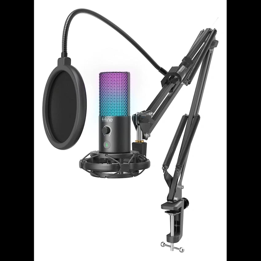Fifine T669 Pro3 USB Microphone with Pop Filter and Boom Arm Stand 5