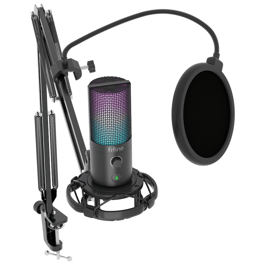 Fifine T669 Pro3 USB Microphone with Pop Filter and Boom Arm Stand 6