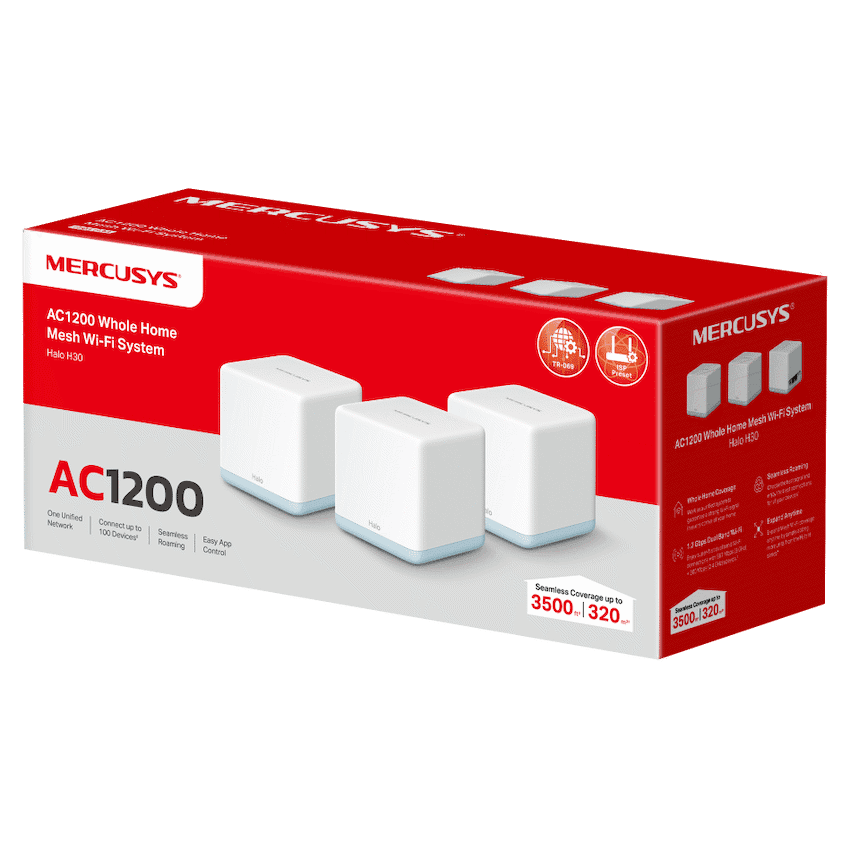 TP-Link Mercusys Halo H30 (3-Pack) AC1200 Whole Home Mesh Wi-Fi System 6