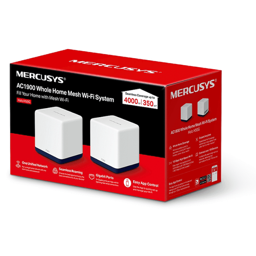 TP-Link Mercusys Halo H50G (2-Pack) AC1900 Whole Home Mesh Wi-Fi System 4