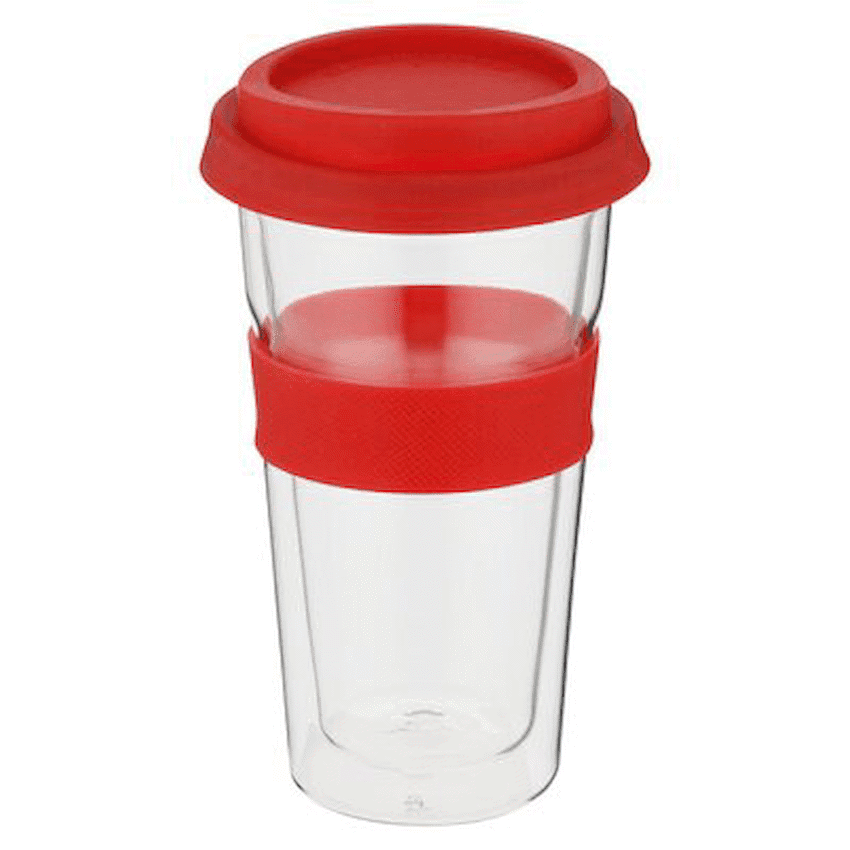 Snappy Thermal Glass Tumbler 400ml Red