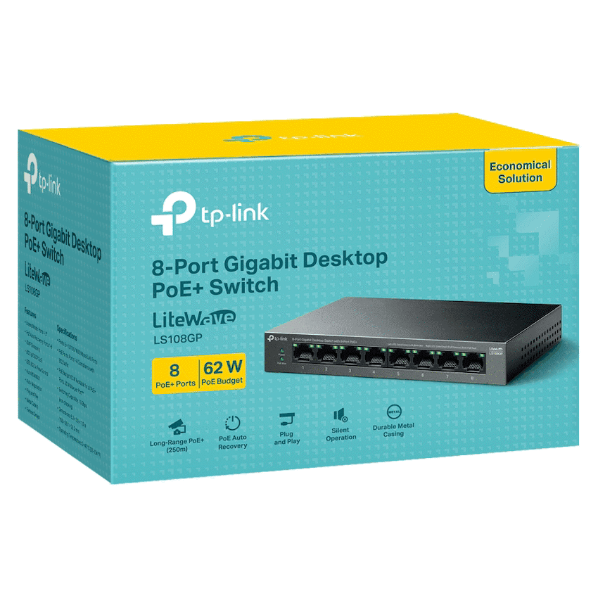 TP-Link LS108GP 8-Port Gigabit Desktop Switch with 8-Port PoE+ 6