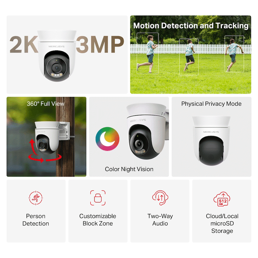 TP-Link Mercusys Outdoor Pan/Tilt Security Wi-Fi Camera 2