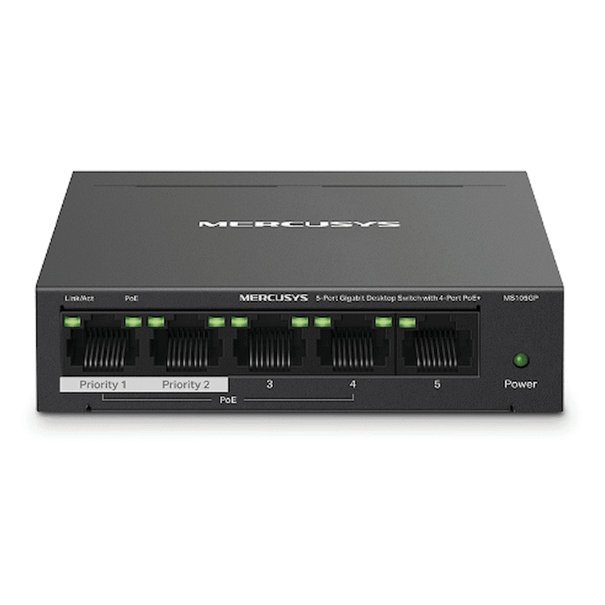 TP-Link Mercusys MS105GP 5-Port Gigabit Desktop Switch with 4-Port PoE+ 2