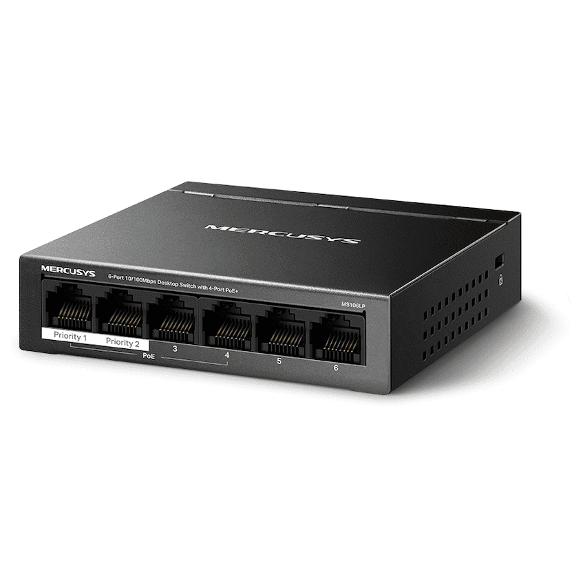 TP-Link Mercusys MS106LP 6-Port 10/100Mbps Desktop Switch with 4-Port PoE+ 2