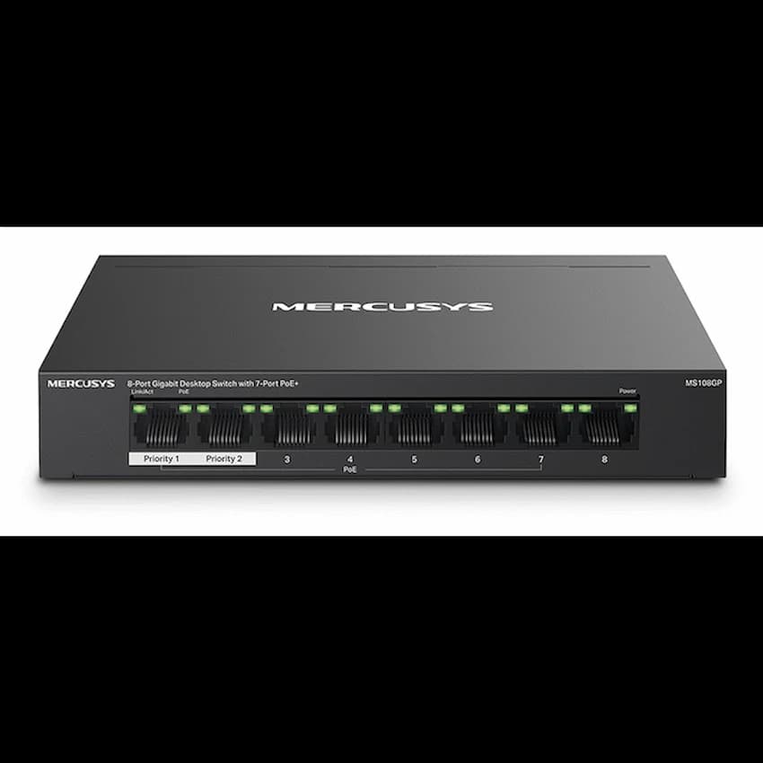 TP-Link Mercusys MS108GP 8-Port Gigabit Desktop Switch with 7-Port PoE+ 2