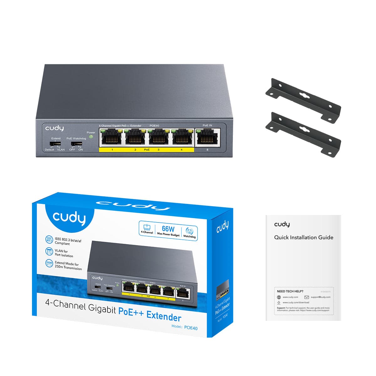Cudy 4 Port Gigabit PoE 1x PoE Input 60W Switch 2