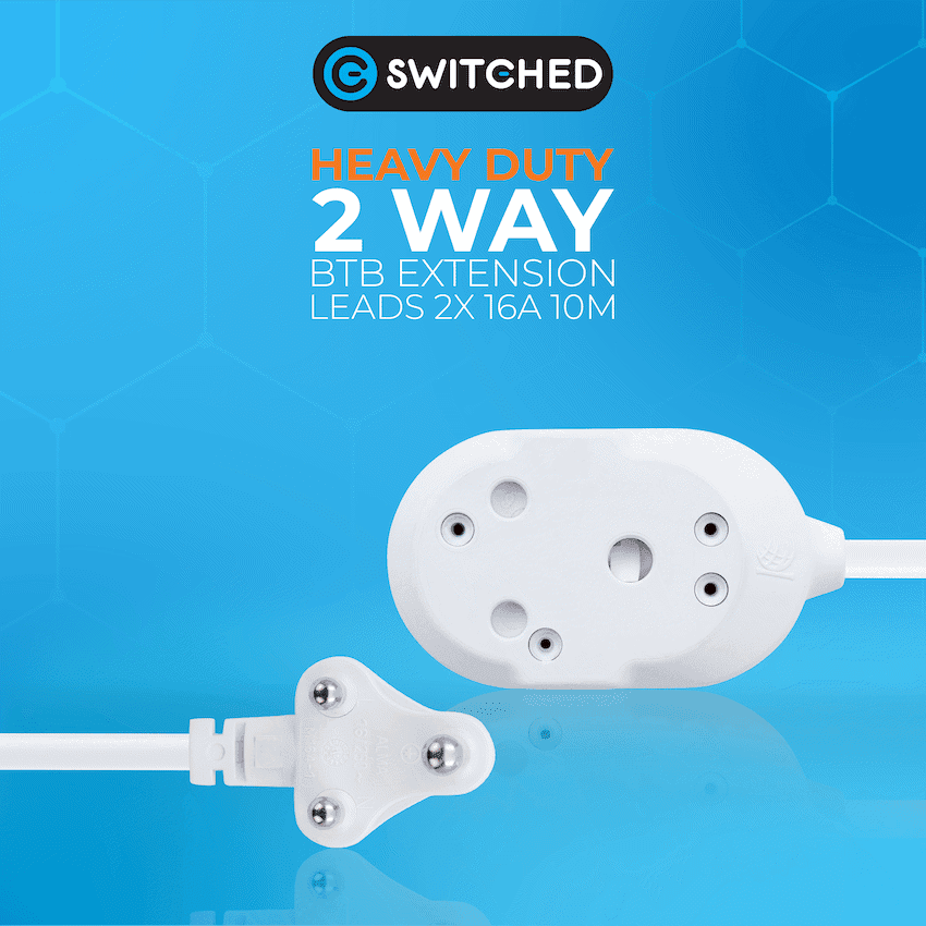 SWITCHED HEAVY DUTY Back To Back(BTB) EXTENSION LEADS 10M 4