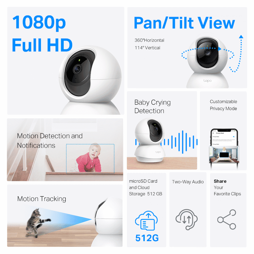 TP-Link Tapo C200P2 Pan/Tilt Home Security Wi-Fi Camera 3