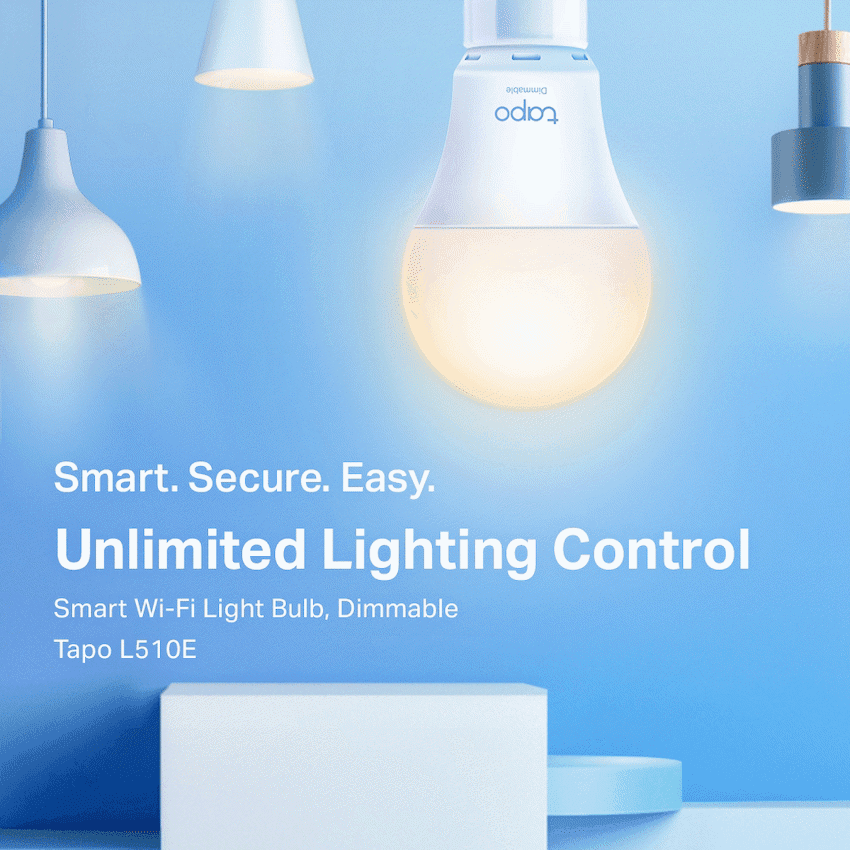 TP-Link Tapo L510E 8.7w Smart Wi-Fi Warm White Light Bulb, Dimmable, A60, E27 2