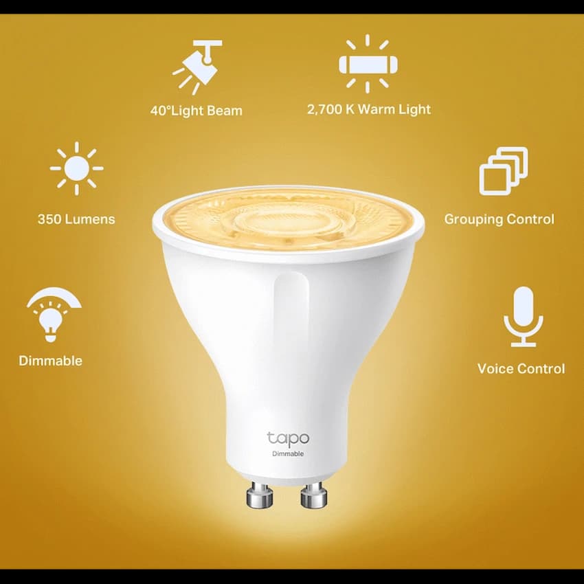 TP-Link Tapo L610 2.9 Smart Wi-Fi Bulb 2.9W Warm White, Dimmable, GU10 5