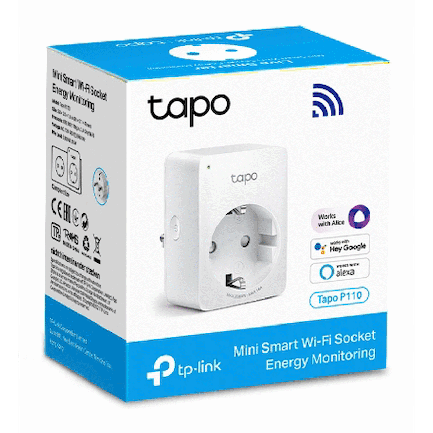 TP-Link Tapo P110 13A 2 Pin Shuco Smart Wi-Fi Plug, Power Monitoring 2