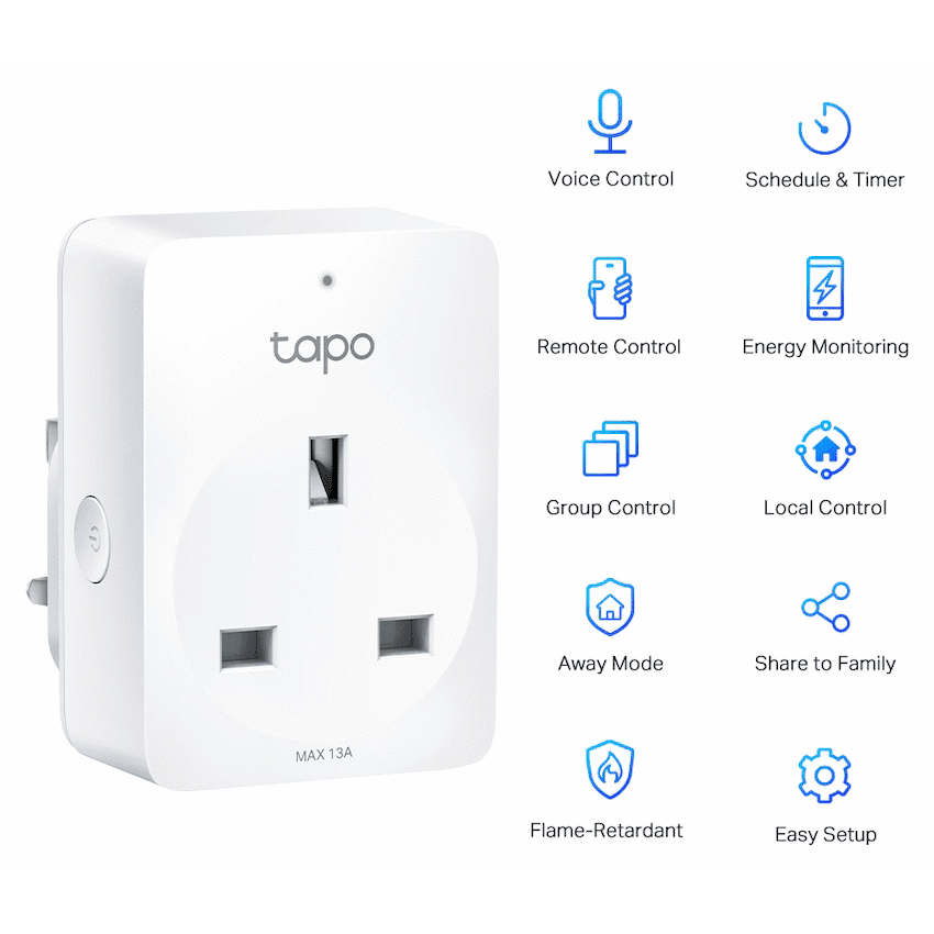 TP-Link Tapo P110 13A 2 Pin Shuco Smart Wi-Fi Plug, Power Monitoring 3