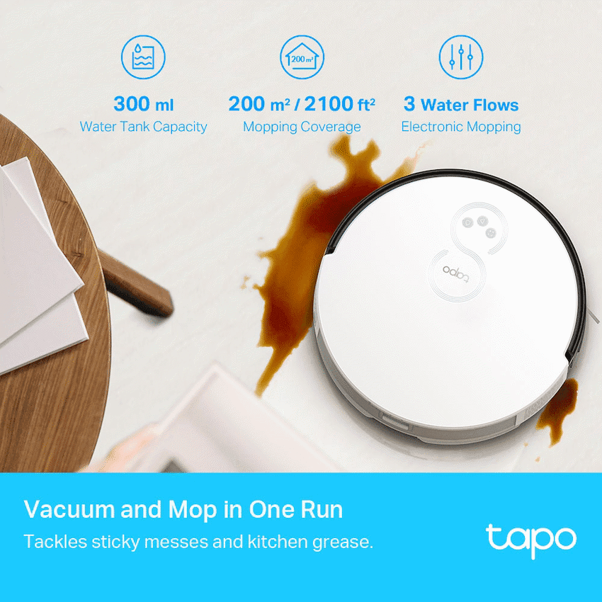 TP-Link Tapo RV10 Robot Vacuum and Mop, Gyroscope, 2600 mAh, 300 ml 7