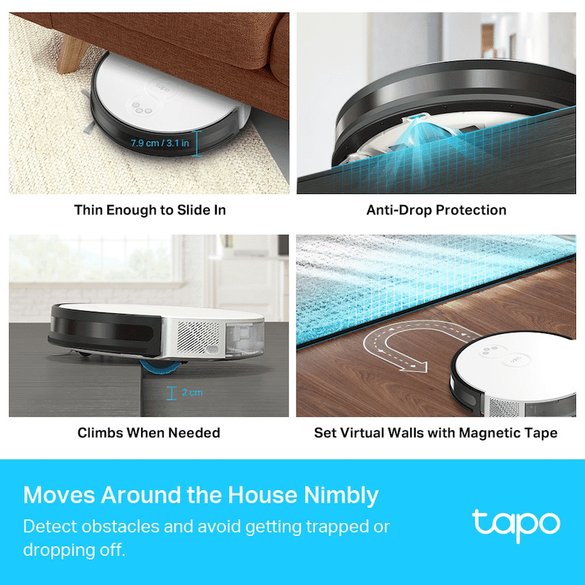 TP-Link Tapo RV10 Robot Vacuum and Mop, Gyroscope, 2600 mAh, 300 ml 9