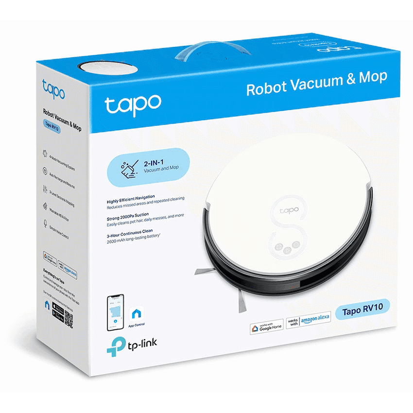 TP-Link Tapo RV10 Robot Vacuum and Mop, Gyroscope, 2600 mAh, 300 ml 10
