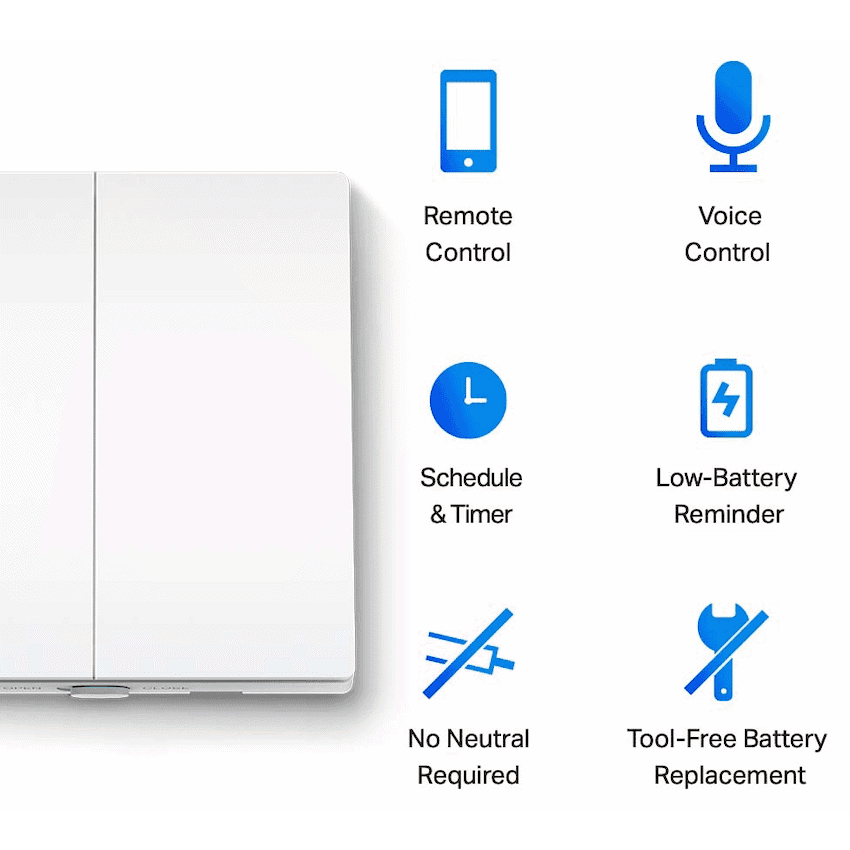 TP-Link Tapo S220 Smart 868mhz Light Switch 2-Gang 1-Way, No Neutral Required 2