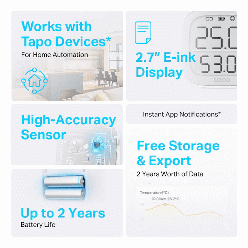 TP-Link Tapo T315 Smart 868mhz Temperature & Humidity Monitor 3