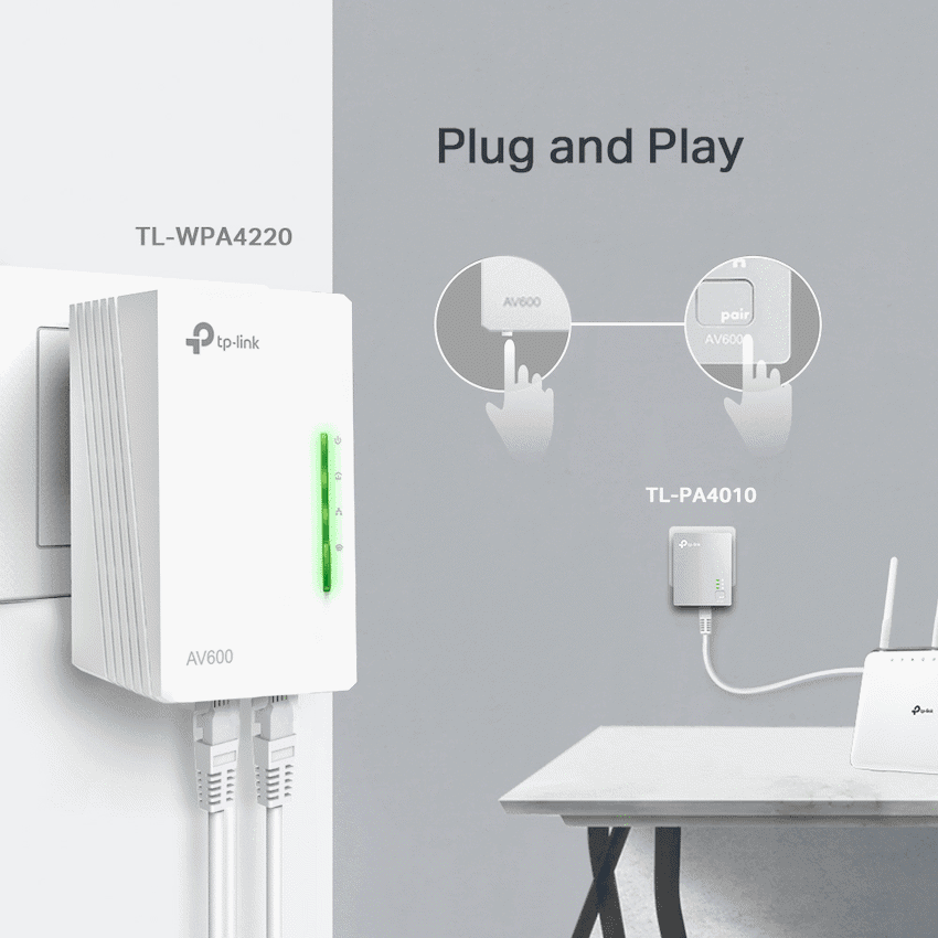 TP-Link TL-WPA4220 KIT AV600 Powerline Wi-Fi Kit 4
