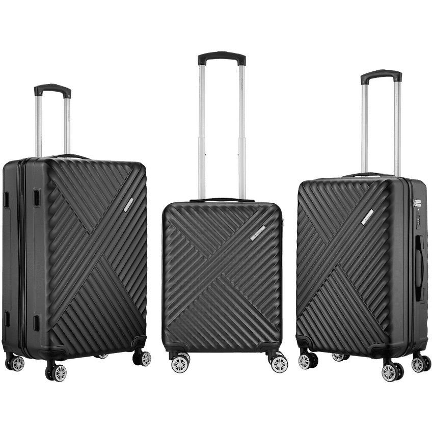 Travelwize Astra ABS 4-Wheels Spinner 3Pc Luggage Set Black 4