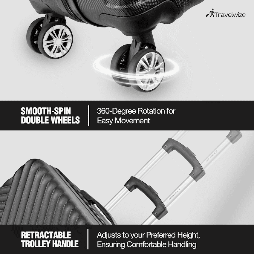 Travelwize Astra ABS 4-Wheels Spinner 3Pc Luggage Set Black 5