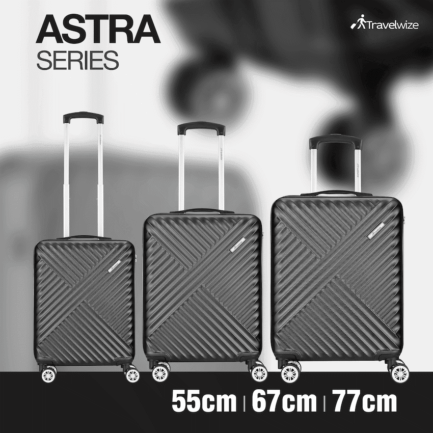 Travelwize Astra ABS 4-Wheels Spinner 3Pc Luggage Set Black 9