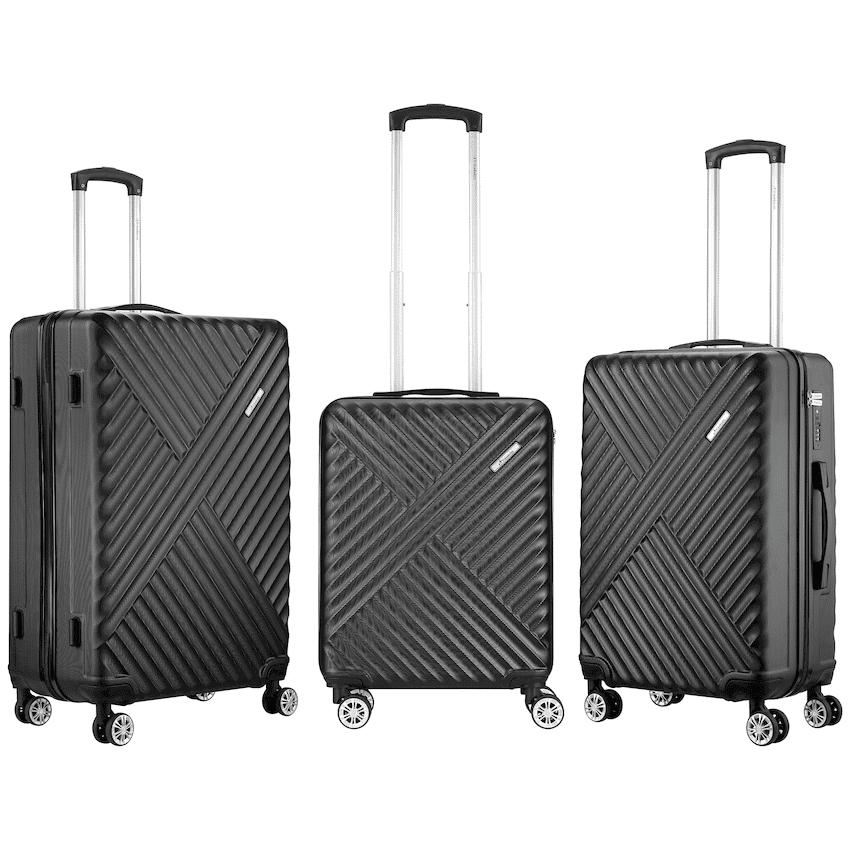 Travelwize Astra ABS 4-Wheels Spinner 3Pc Luggage Set Black 2