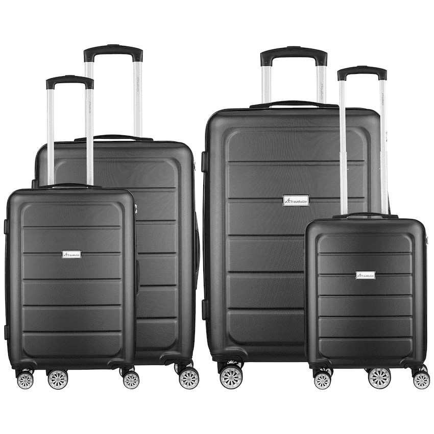 Travelwize Maple ABS 4-Wheels Spinner 4Pc Luggage Set Black 4