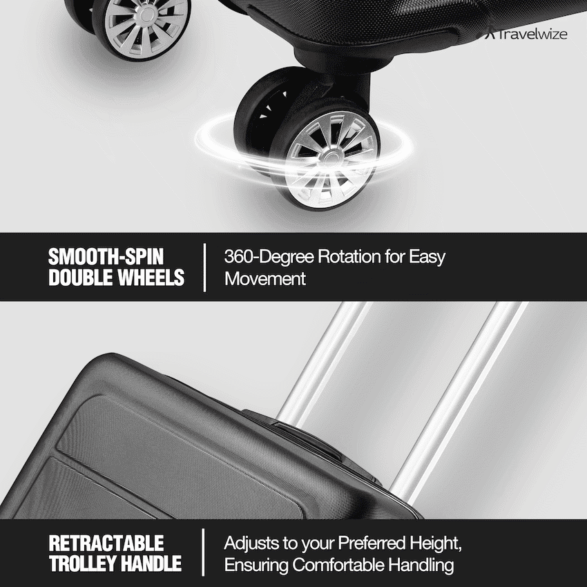 Travelwize Maple ABS 4-Wheels Spinner 4Pc Luggage Set Black 5