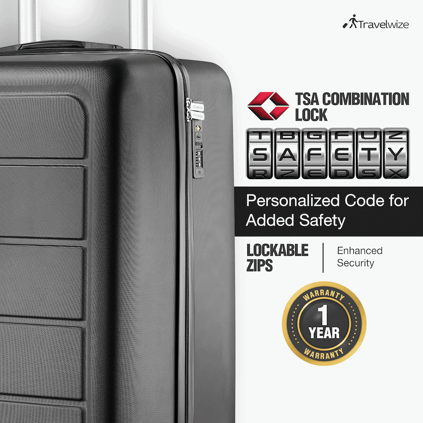 Travelwize Maple ABS 4-Wheels Spinner 4Pc Luggage Set Black 6