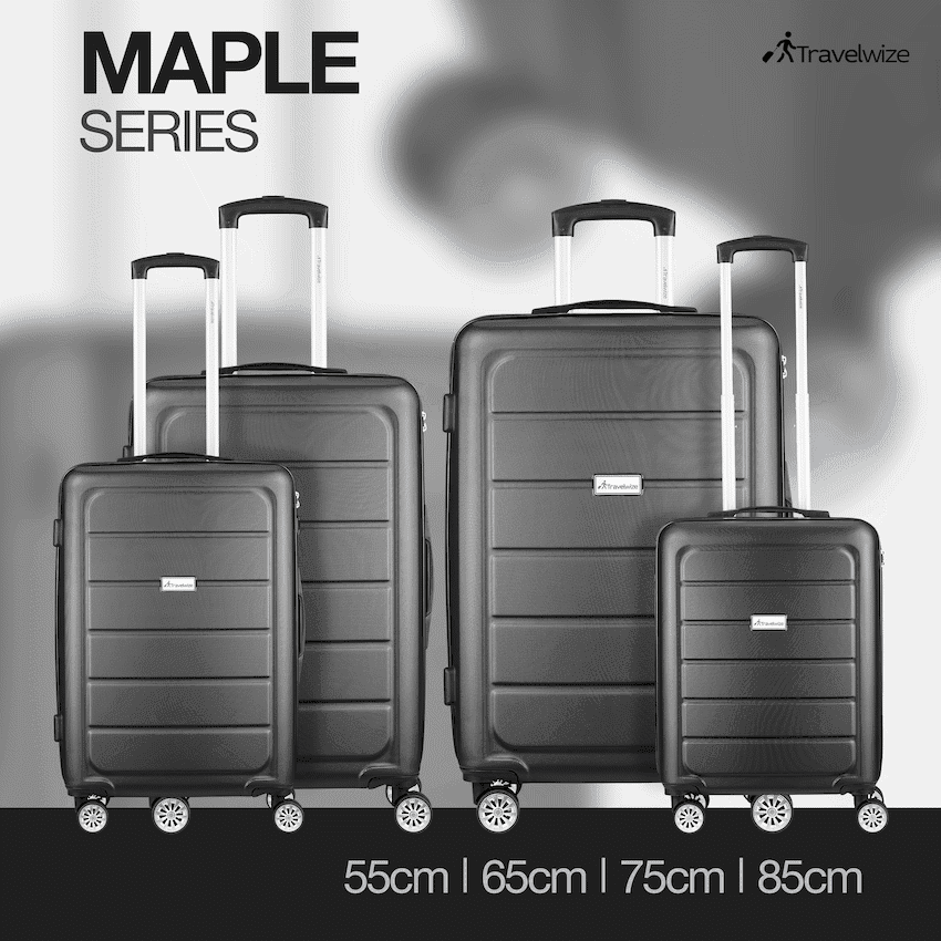 Travelwize Maple ABS 4-Wheels Spinner 4Pc Luggage Set Black 9