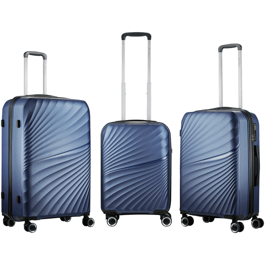 Travelwize Quartz PP 4-Wheels Spinner 3Pc Luggage Set Black 10