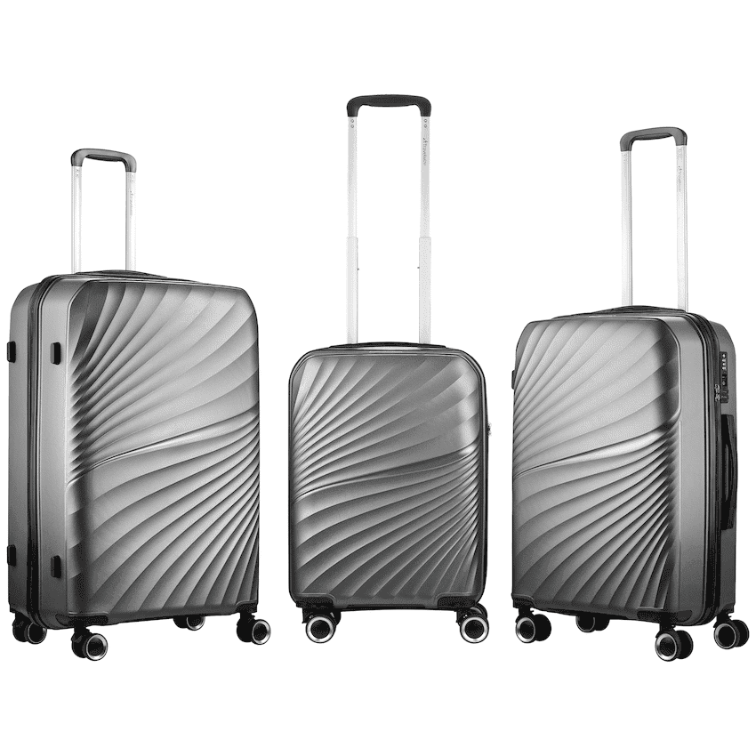 Travelwize Quartz PP 4-Wheels Spinner 3Pc Luggage Set Black 3