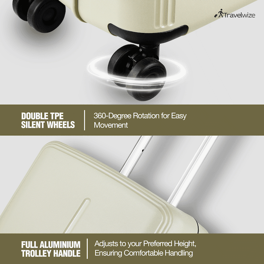 Travelwize Clipper PP 3Pc 4-Wheel Spinner Luggage Set Beige 4