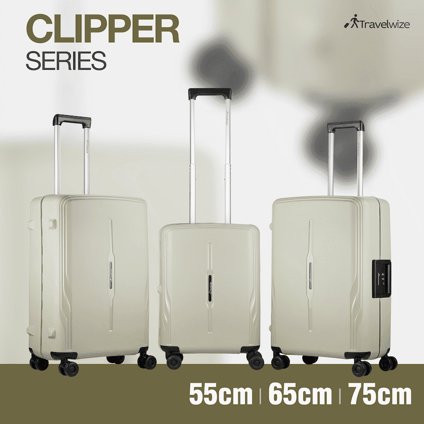 Travelwize Clipper PP 3Pc 4-Wheel Spinner Luggage Set Beige 8