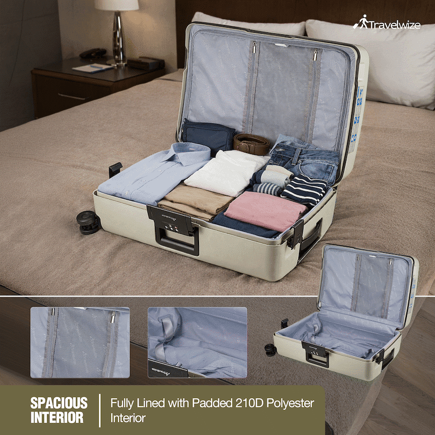 Travelwize Clipper PP 3Pc 4-Wheel Spinner Luggage Set Beige 9