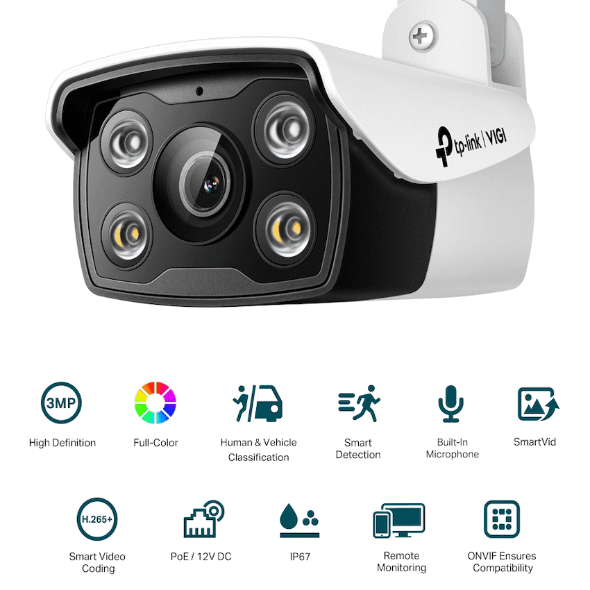 TP-Link Vigi C330 3MP 2.8mm Outdoor Full-Color Bullet Network Camera 3